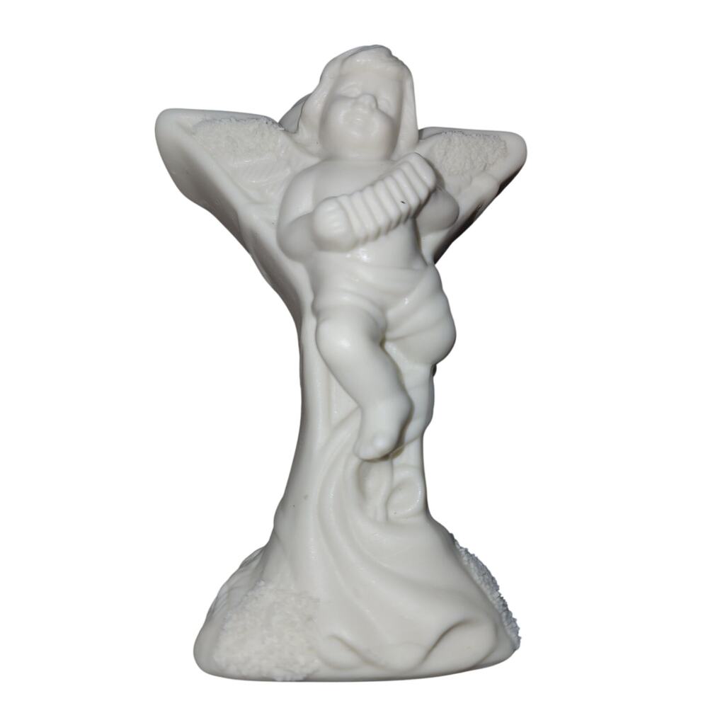 Set of 3 Angel Cherubs White Bisque Porcelain Christmas JOY Candle Holder - Picture 4 of 9